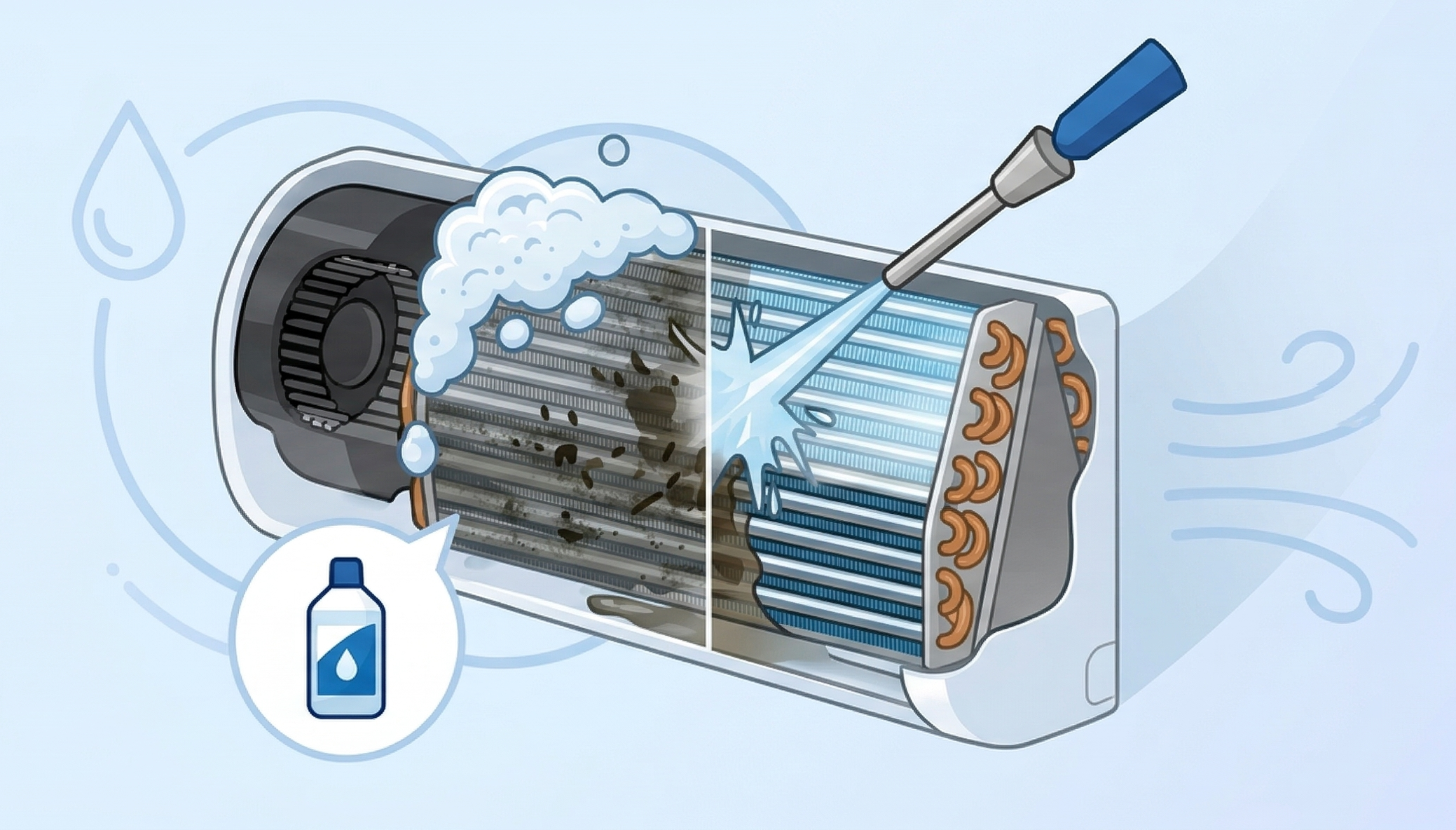에어컨 분해 세척과 고압 세척 작업 사진